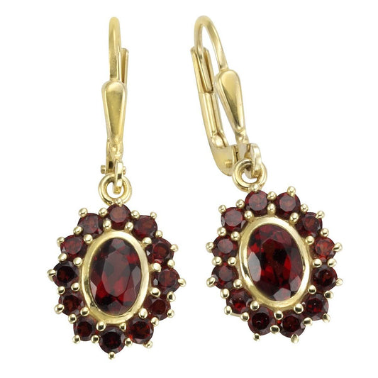 Schmuck Ohrhänger Ohrringe 333er Gelbgold mit Granat 2,8cm, 1 Paar günstig kaufen