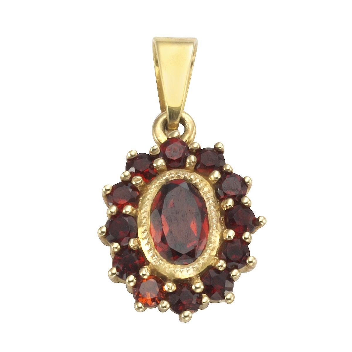 Schmuck Halsketten-Anhänger Damen 333er Gelbgold mit Granat 2,0cm günstig kaufen