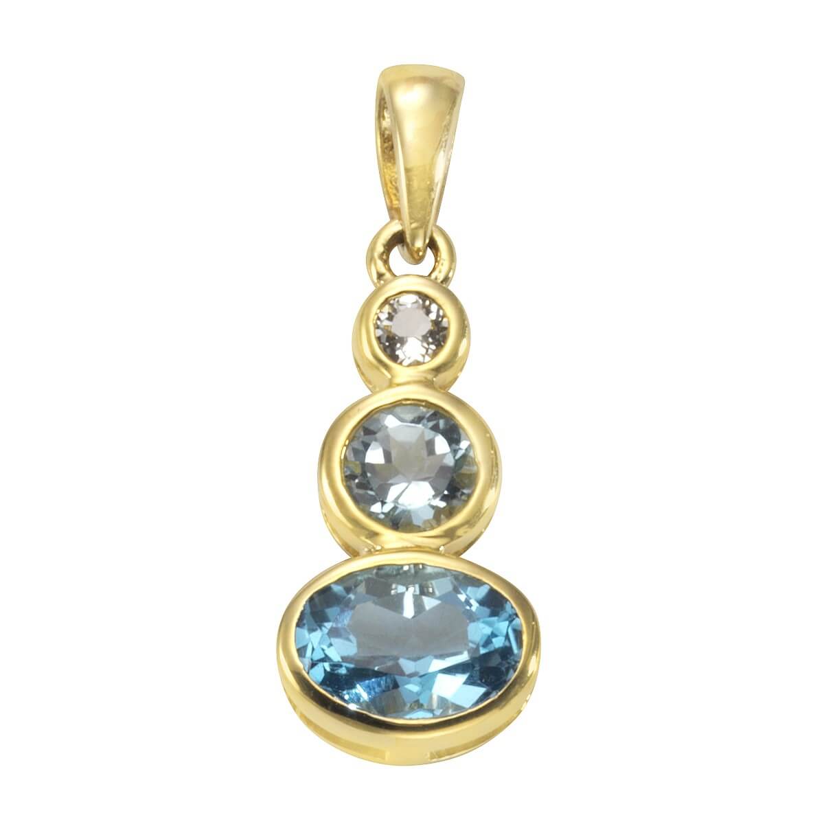 Schmuck Halsketten-Anhänger Damen 375er Gelbgold mit Blautopas/Weißtopas 3,3cm günstig kaufen
