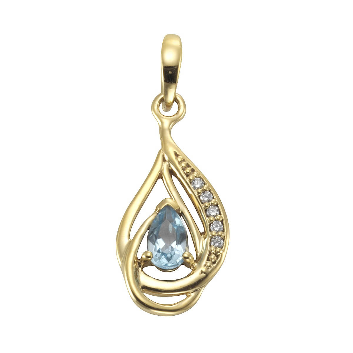 Schmuck Halsketten-Anhänger Damen 375er Gelbgold mit Blautopas/Zirkonia 2,3cm günstig kaufen