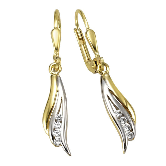 Schmuck Ohrhänger Ohrringe 333er Gelbgold bicolor 8xZirkonia 3,2cm, 1 Paar günstig kaufen