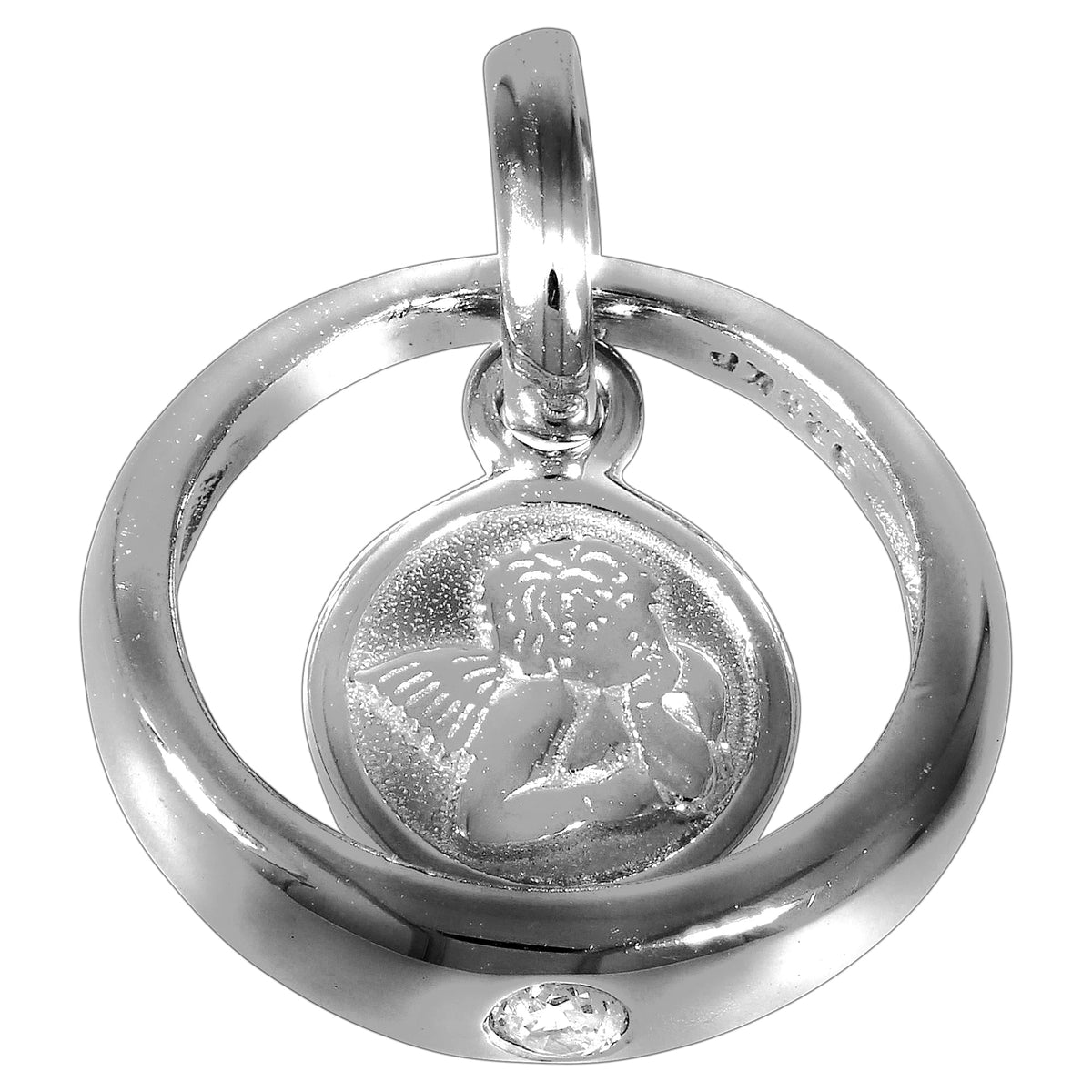 Taufring 925/- Sterling Silber rhodiniert 1,2cm Zirkonia