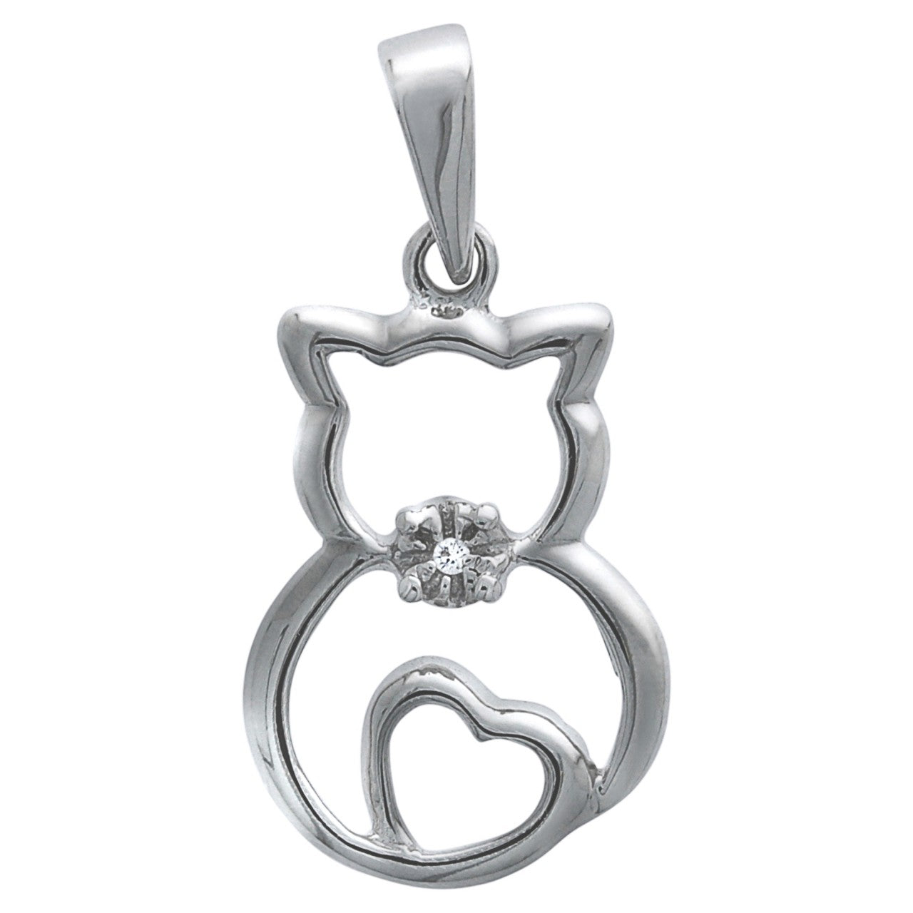 Schmuck Halsketten-Anhänger Damen 925 Sterling Silber Katze mit Zirkonia 2,3cm günstig kaufen