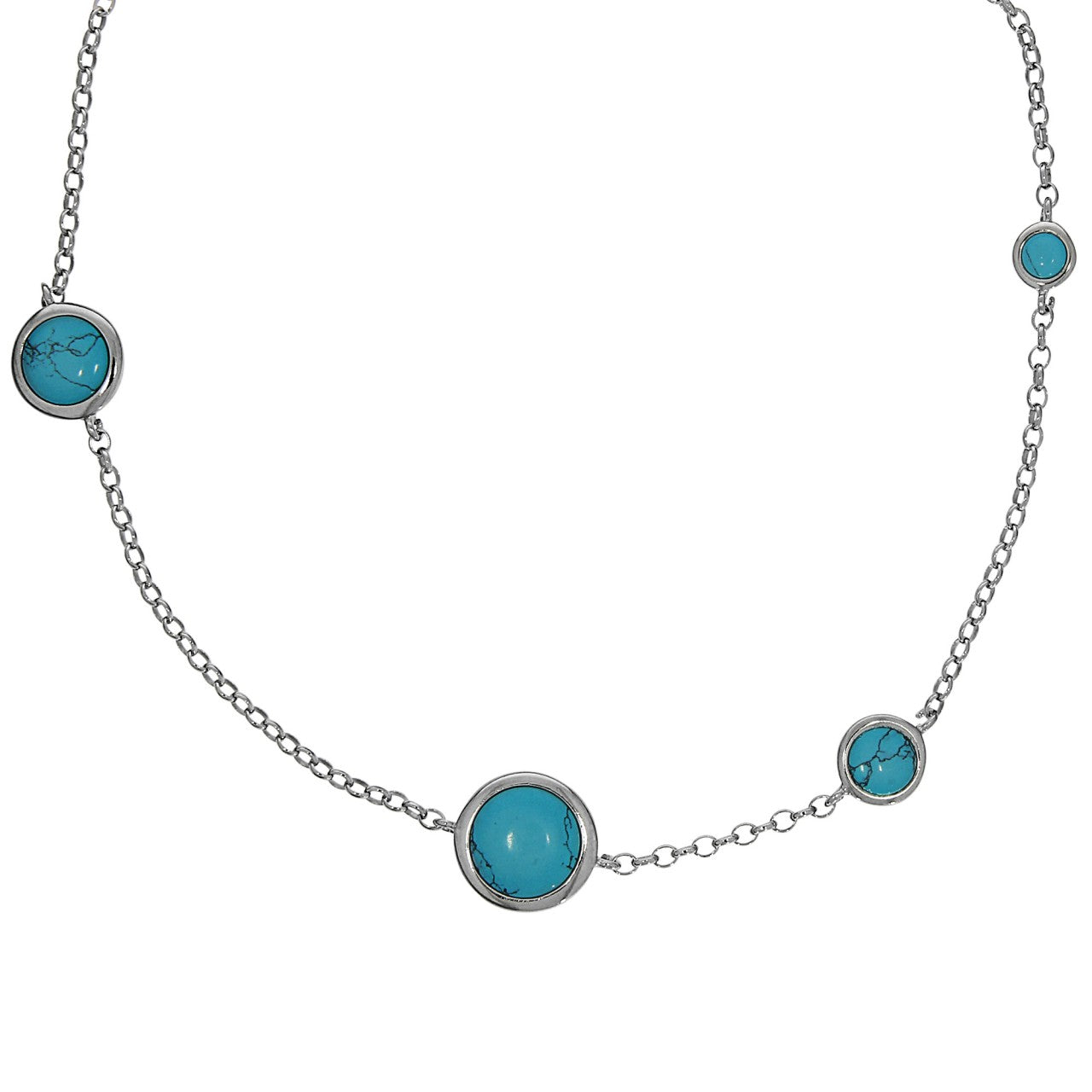 Schmuck Collier Damen 925er Sterling Silber rhodiniert Türkis 45cm günstig kaufen