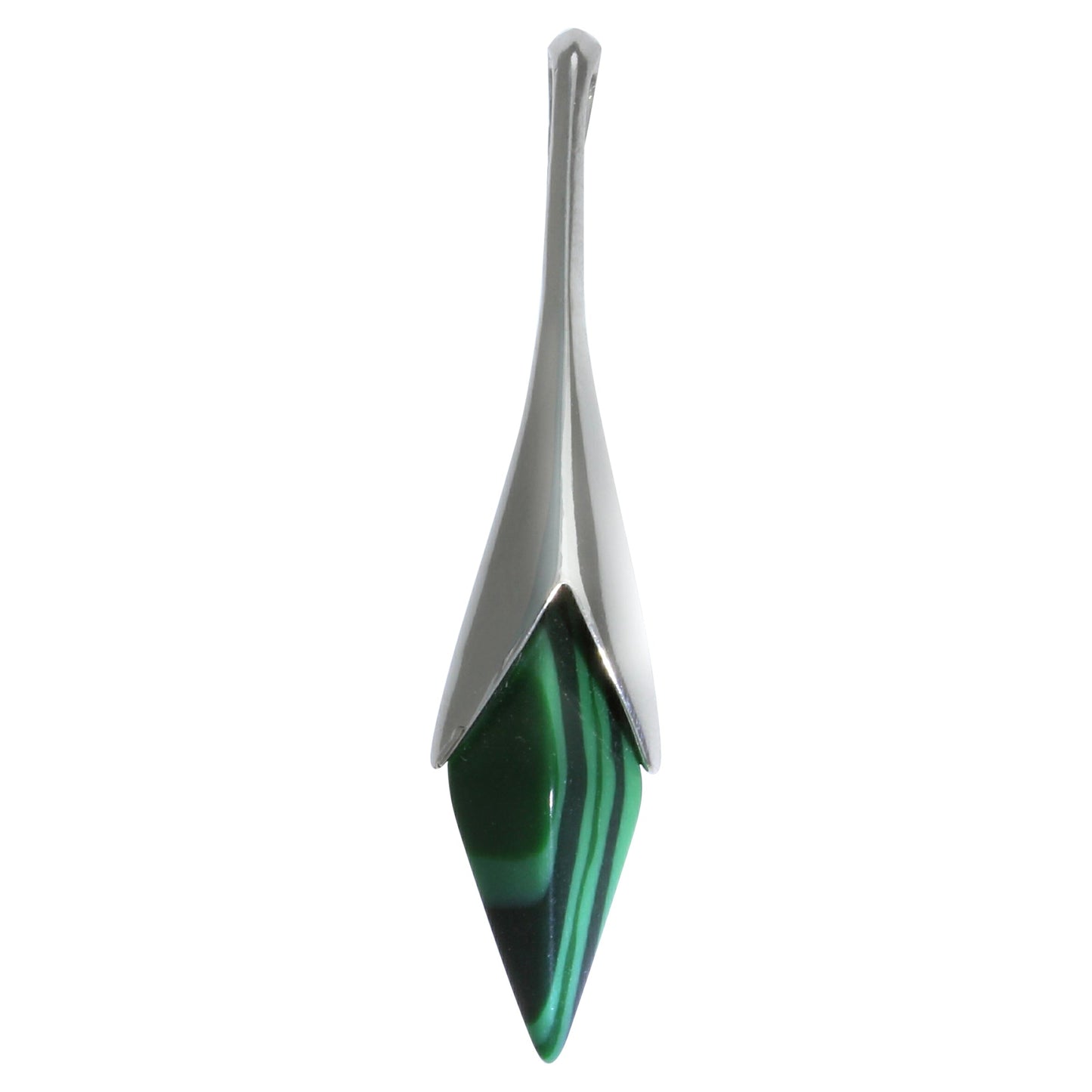Anhänger 925/- Sterling Silber rhodiniert 3,5cm synth. Malachit
