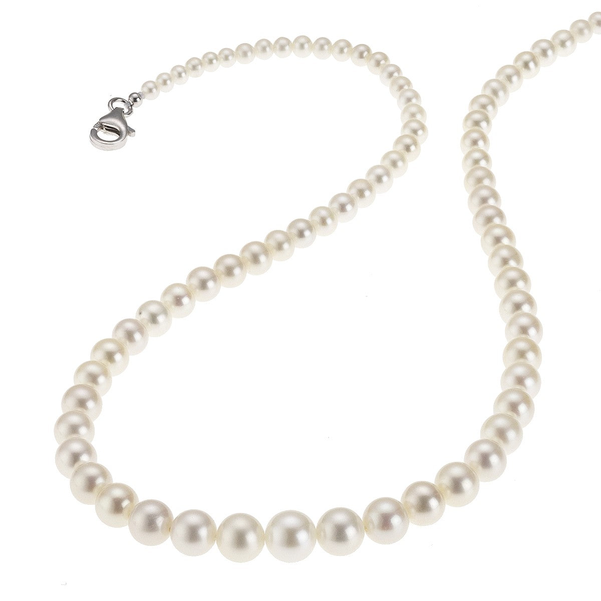 Schmuck Perlenkette Perlen-Collier Damen 925 Silber rhodiniert mit Süßwasserzuchtperlen in weiß 43cm günstig kaufen