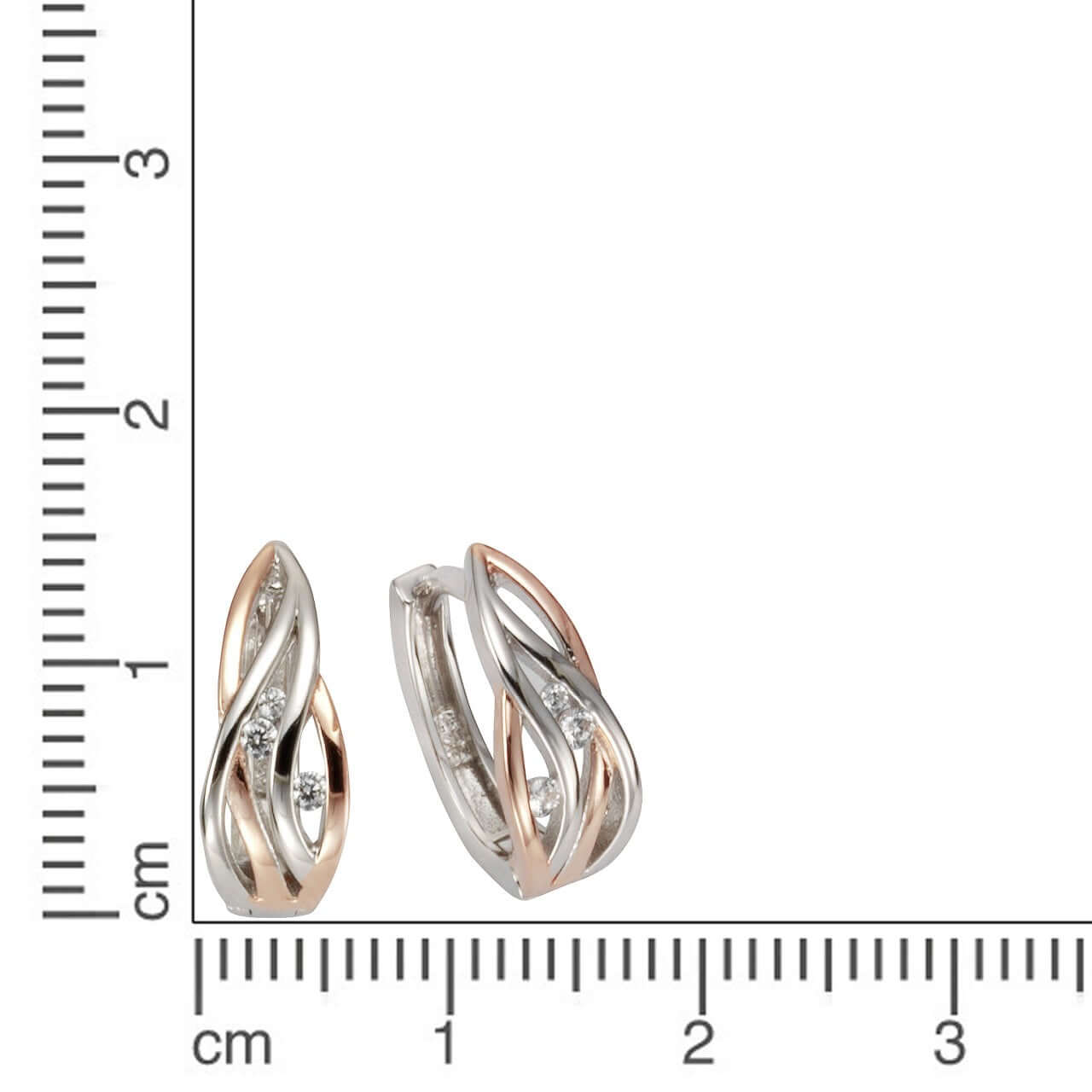 Schmuck Ohrringe Damen Silber 925 zweifarbig 6x Zirkonia 1,4cm, 1 Paar günstig kaufen