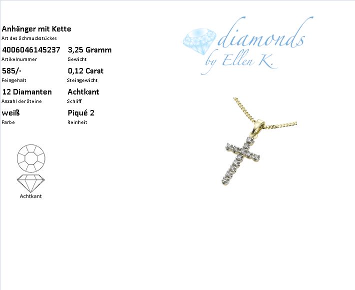 Halskette Flachpanzerkette 585/- Gold rhodiniert (teil) 45,0cm Diamant 0,12ct.