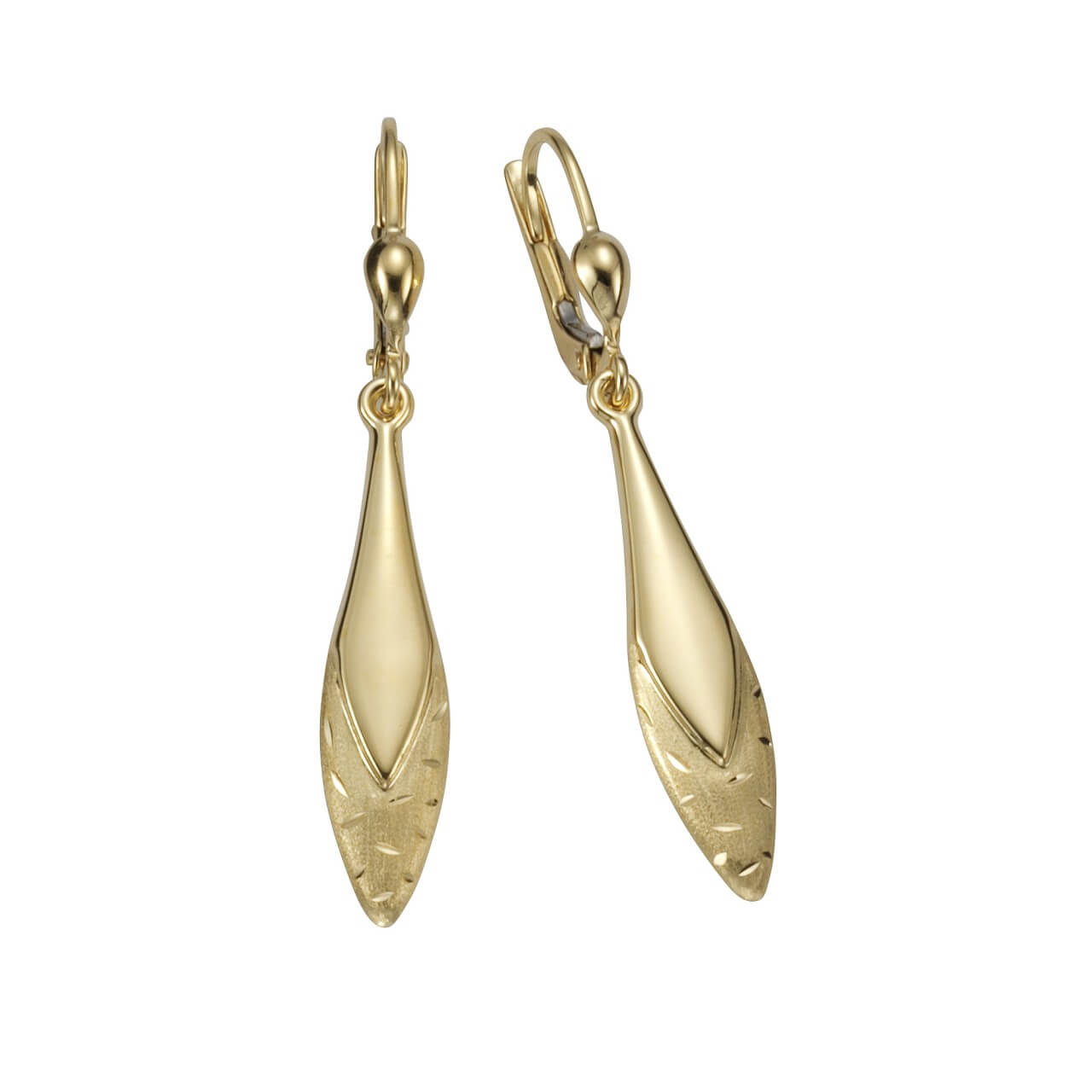 Schmuck Ohrringe 375er Gold glanz matt diamantiert 4,1cm, 1 Paar günstig kaufen