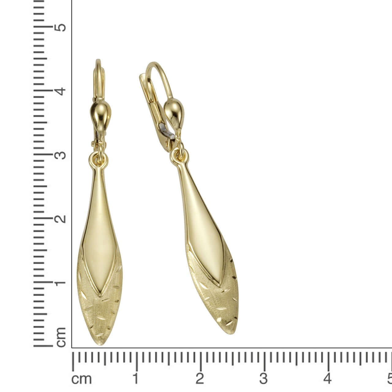 Schmuck Ohrringe 375er Gold glanz matt diamantiert 4,1cm, 1 Paar günstig kaufen