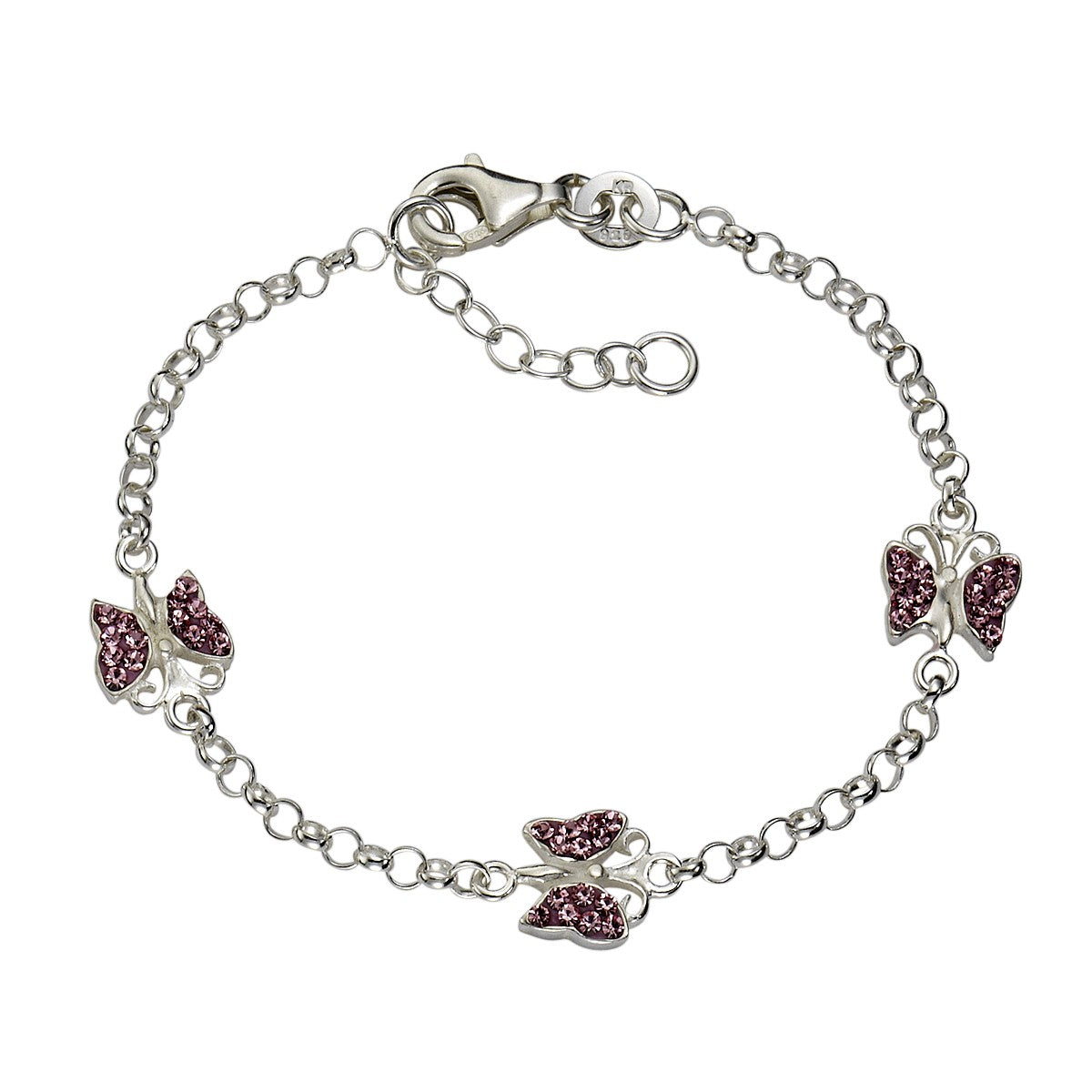 Schmuck Armband Kinder 925er Sterling Silber Kristall pink 14/16cm günstig kaufen