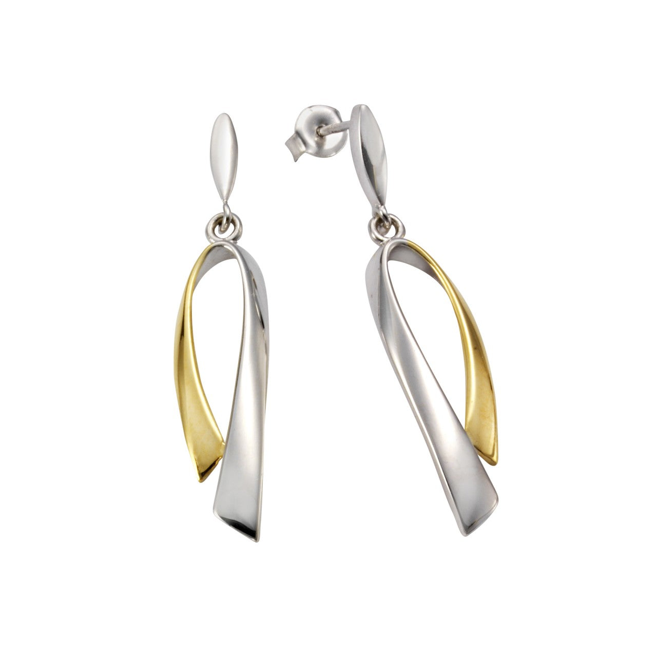 Schmuck Ohrstecker Damen 925er Sterling Silber bicolor 4,1cm, 1 Paar günstig kaufen
