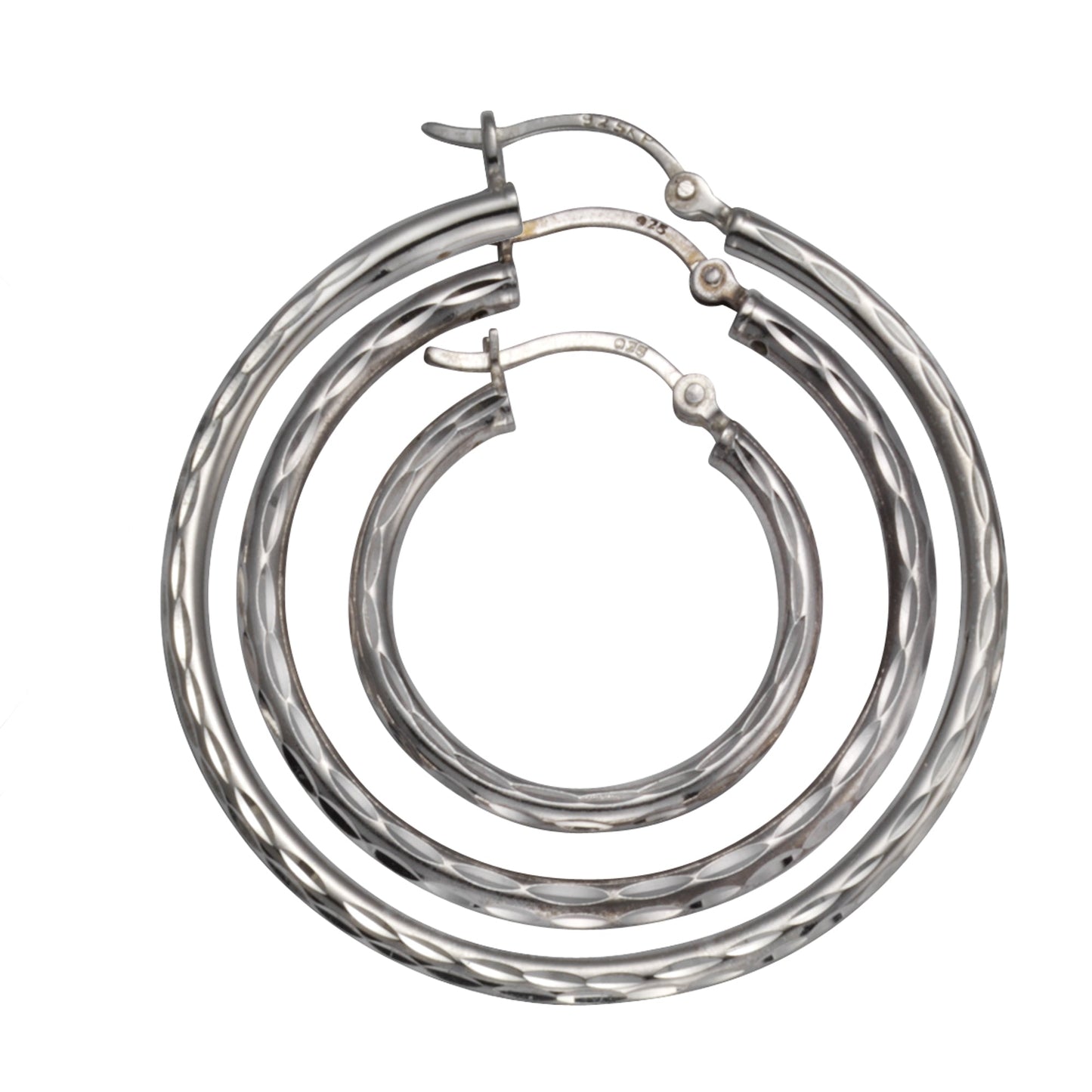 Creolen 925/- Sterling Silber rhodiniert 4,0cm