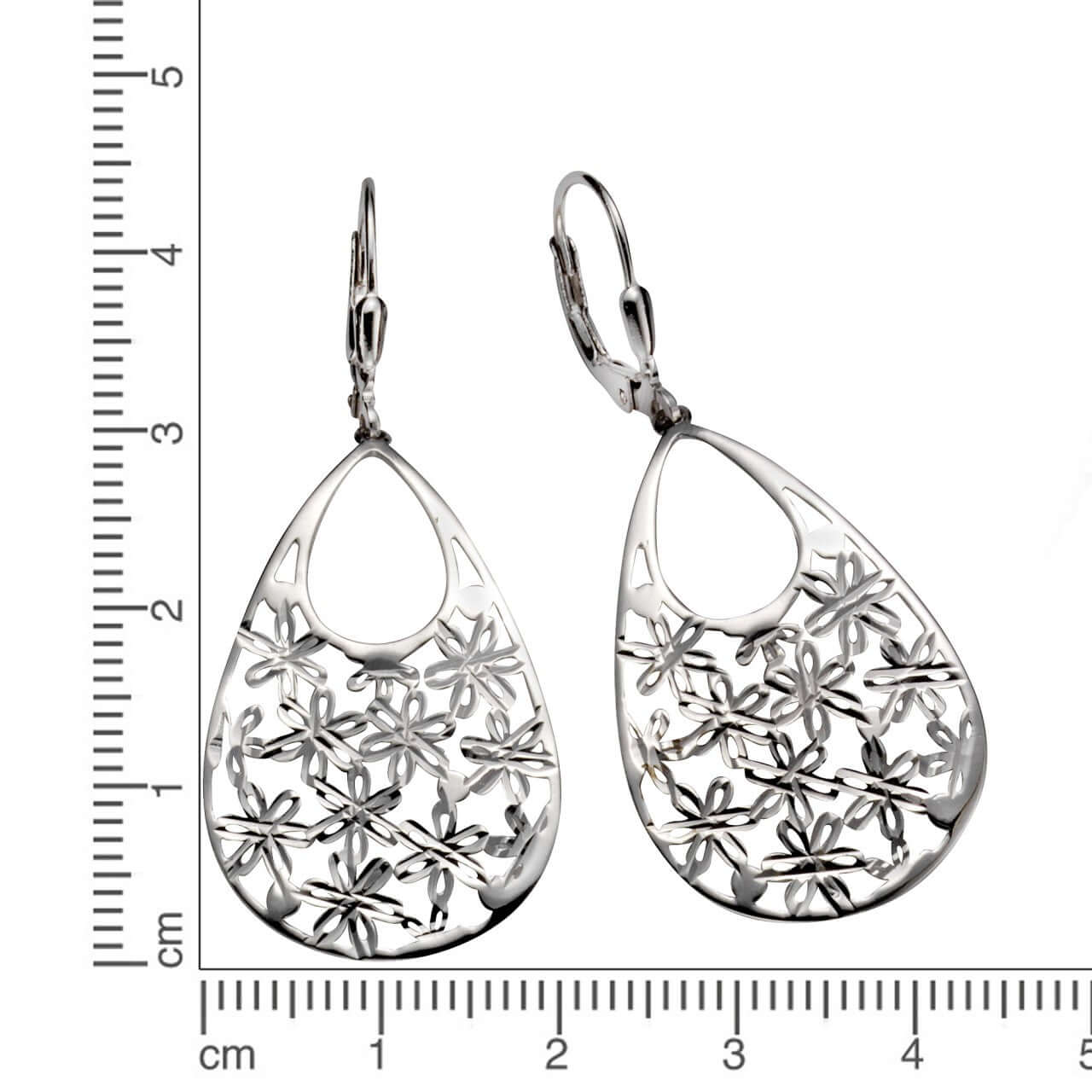 Schmuck Ohrhänger Ohrringe 925er Silber rhodiniert Blüten 4,8cm, 1 Paar günstig kaufen