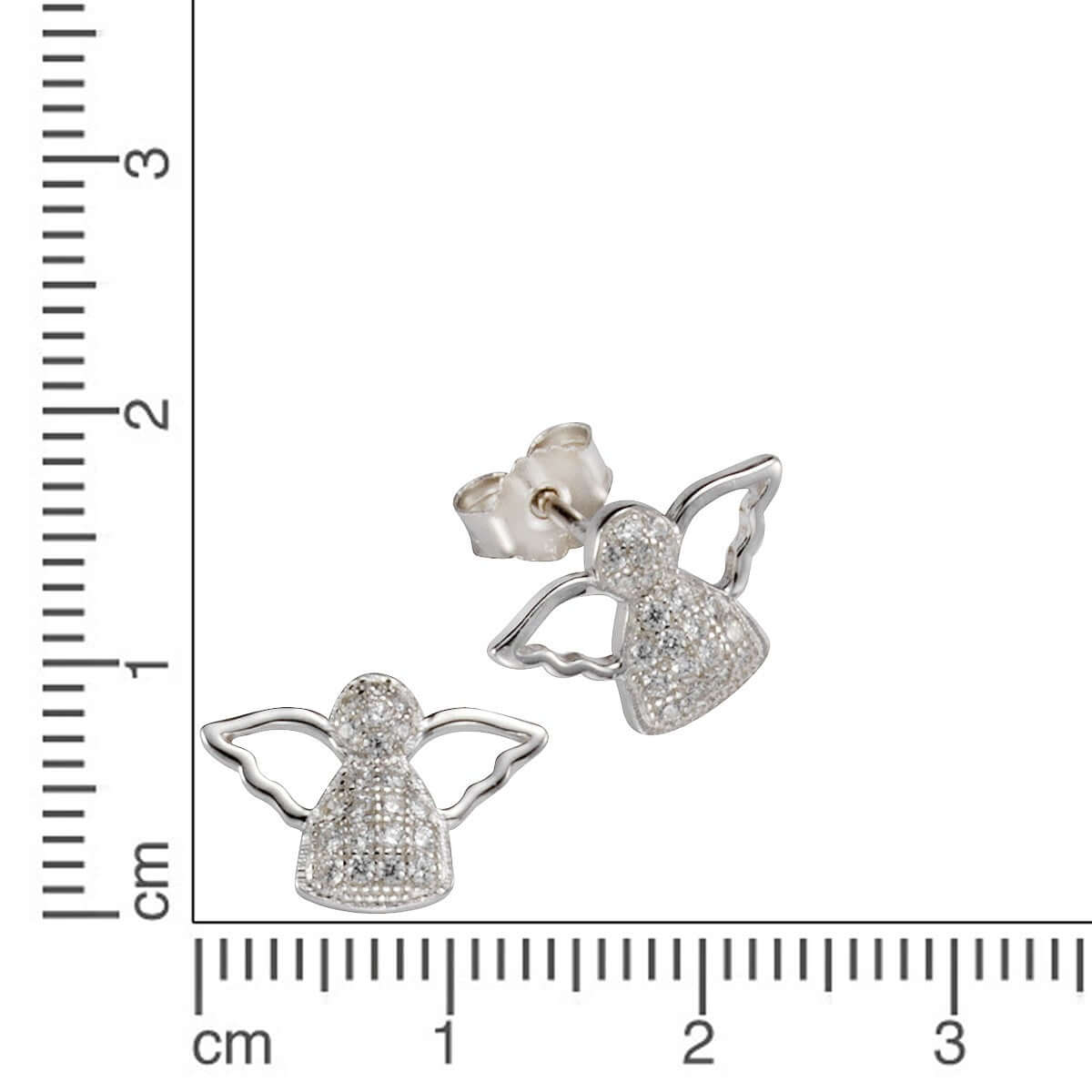 Schmuck Ohrstecker Damen 925 Silber Engel Zirkonia weiß 1,4cm, 1 Paar günstig kaufen