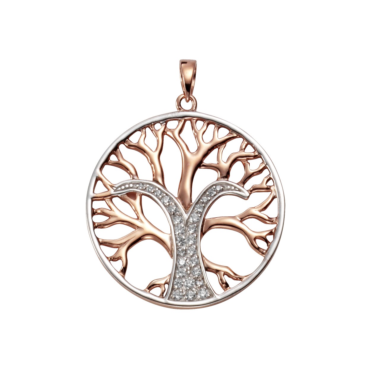 Schmuck Halsketten-Anhänger Damen Silber 925 zweifarbig Lebensbaum 3,55cm günstig kaufen