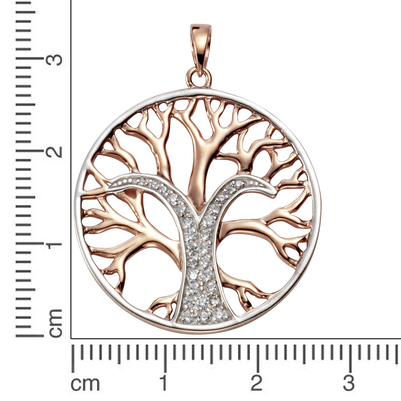 Schmuck Halsketten-Anhänger Damen Silber 925 zweifarbig Lebensbaum 3,55cm günstig kaufen