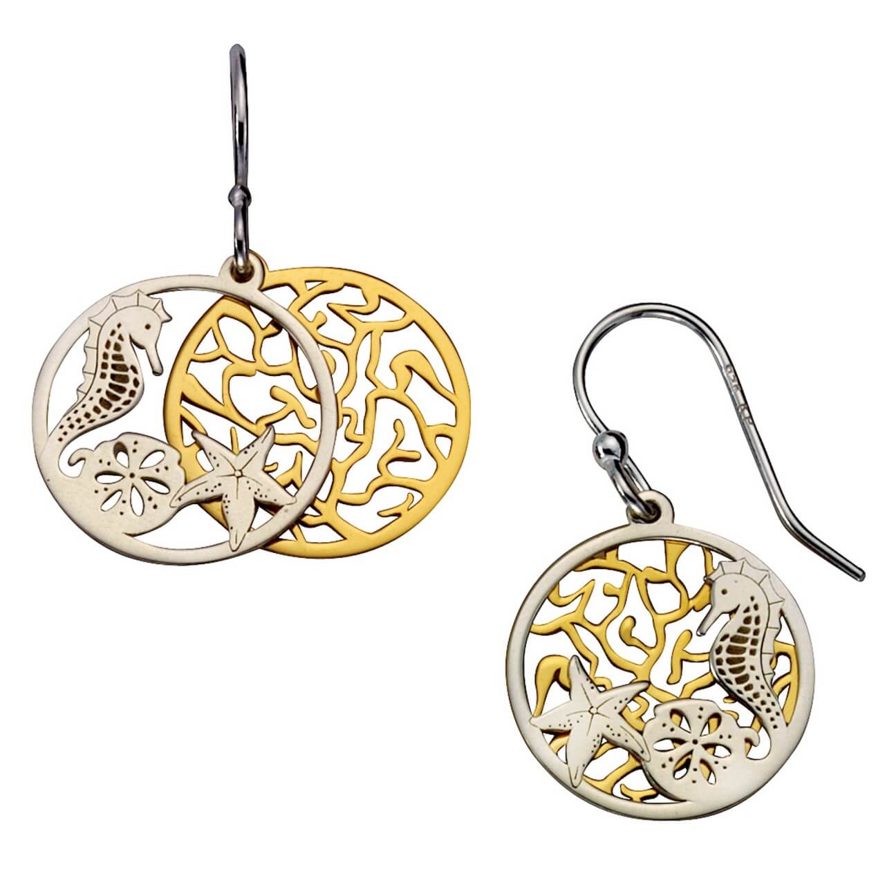 Schmuck Ohrringe Silber 925 zweifarbig maritimes Motiv 2,8cm, 1 Paar günstig kaufen