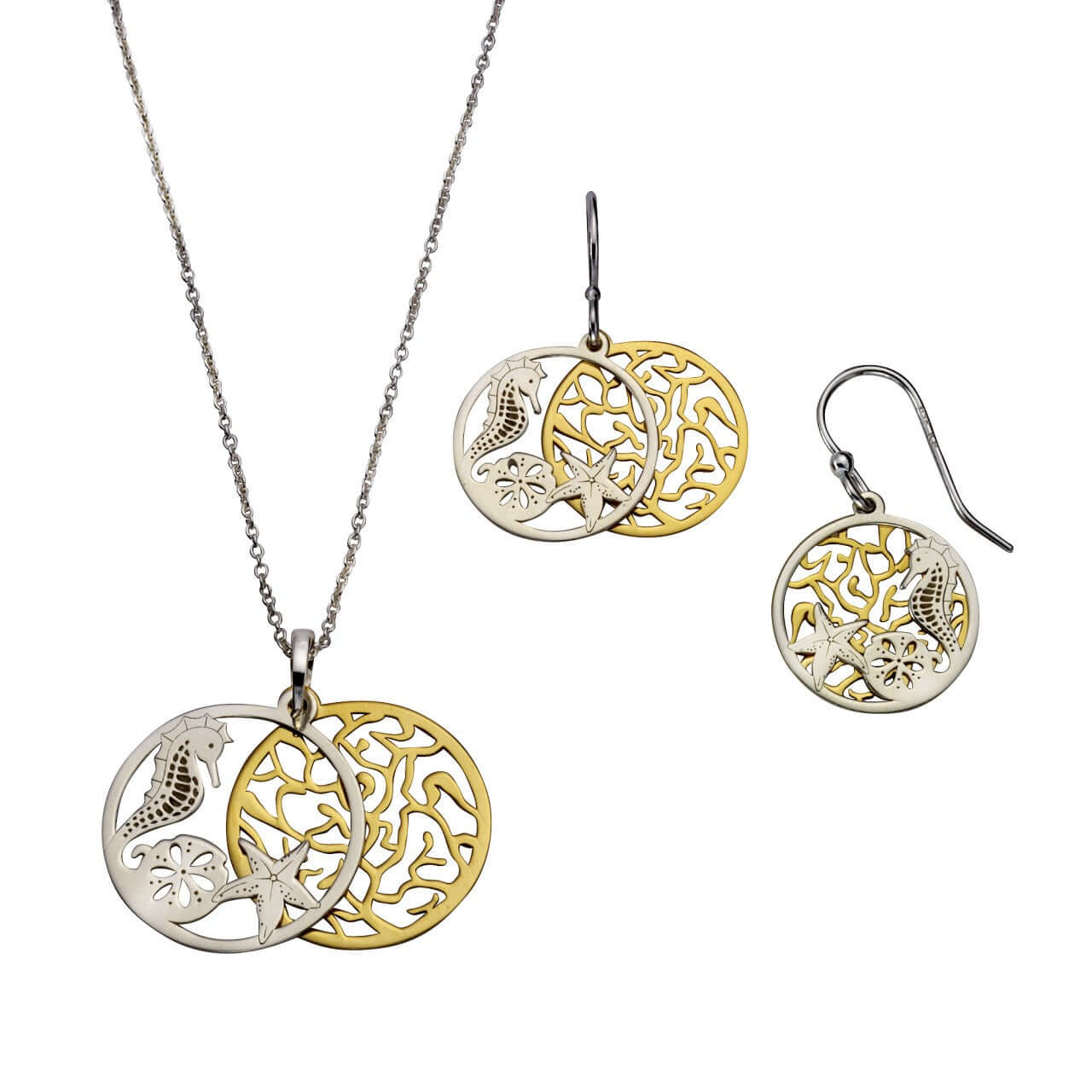 Schmuck Ohrringe Silber 925 zweifarbig maritimes Motiv 2,8cm, 1 Paar günstig kaufen