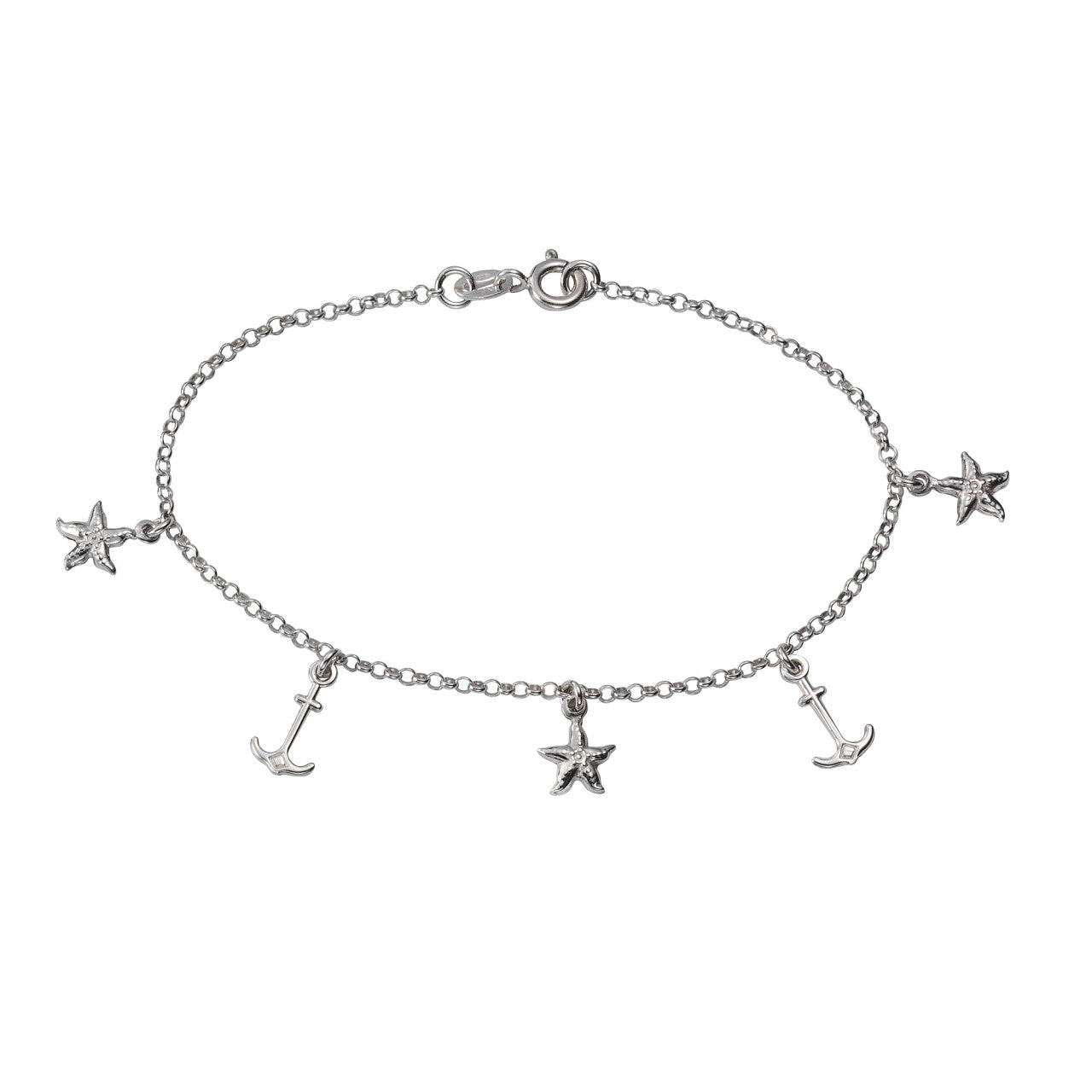 Schmuck Armband Damen 925 Silber rhodiniert Anker Seestern 19cm günstig kaufen