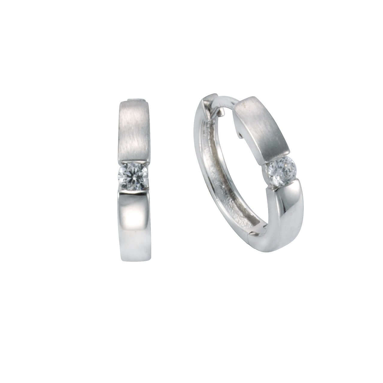 Schmuck Creole Ohrringe Damen 333 Weißgold Zirkonia 1,3cm, 1 Paar günstig kaufen