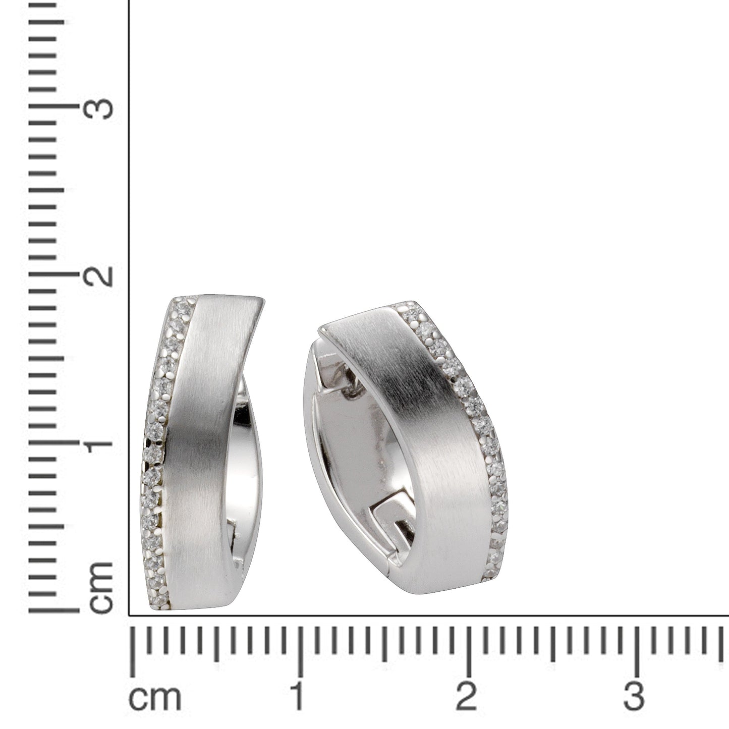 Klappcreolen 925/- Sterling Silber rhodiniert 1,9cm Zirkonia