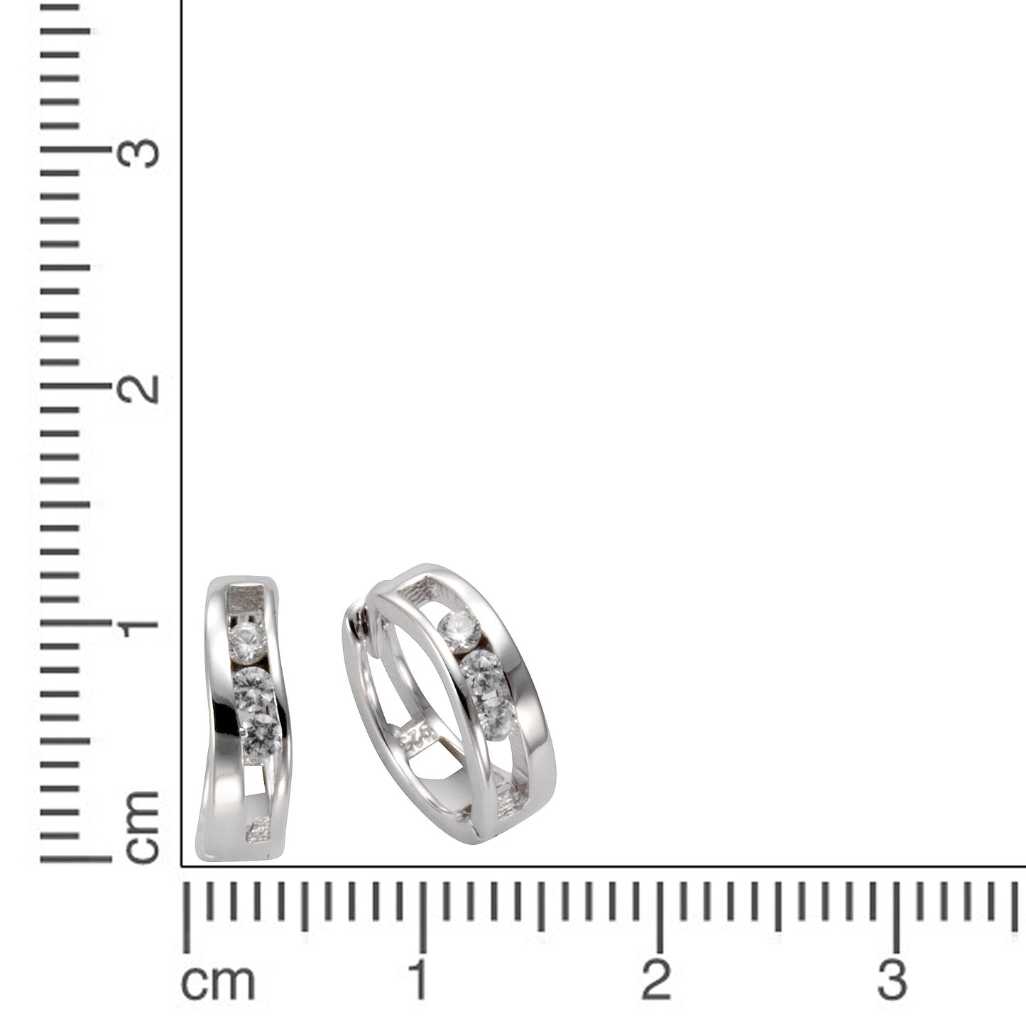 Klappcreolen 925/- Sterling Silber rhodiniert 1,3cm Zirkonia