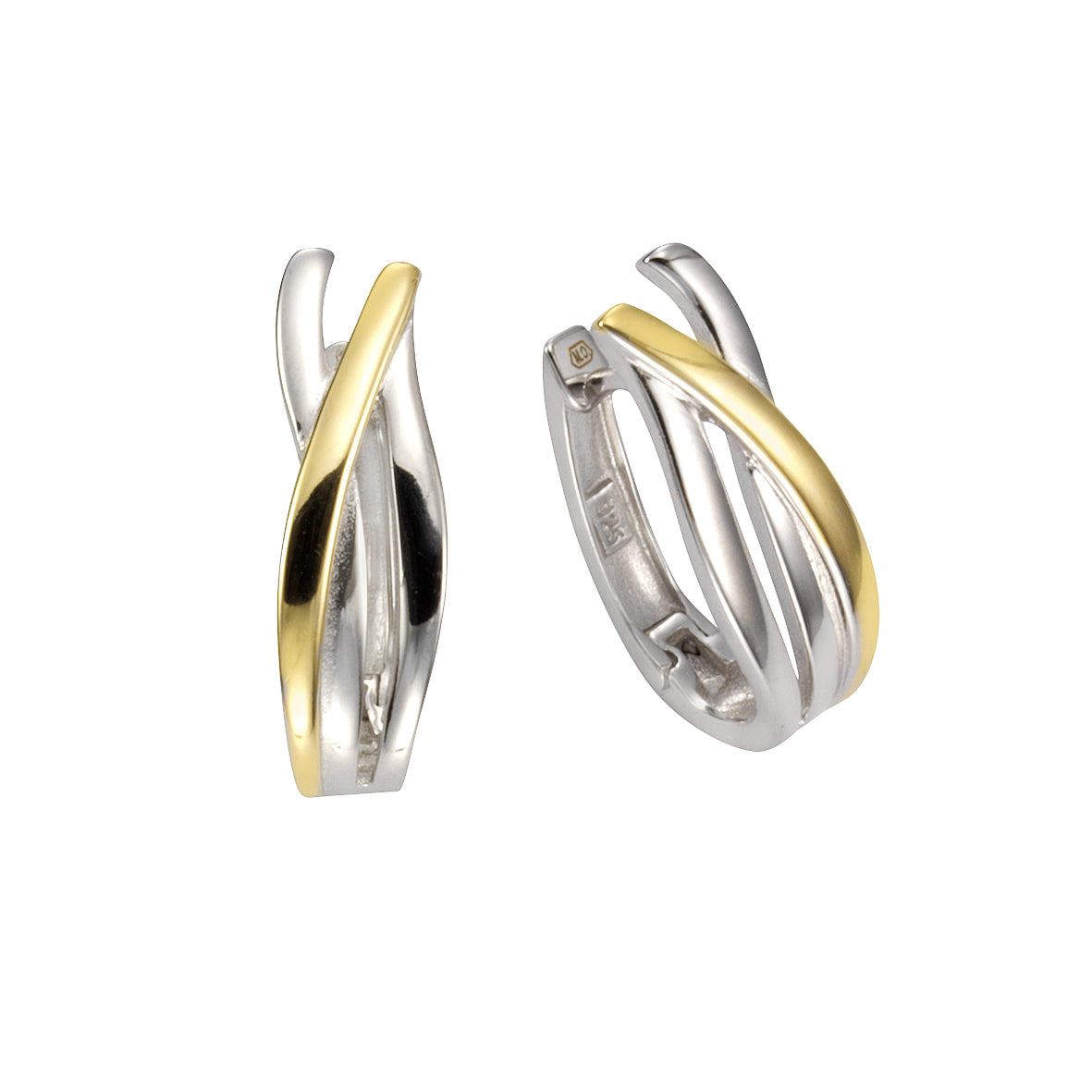 Klappcreolen 925/- Sterling Silber vergoldet (teil) 2,3cm