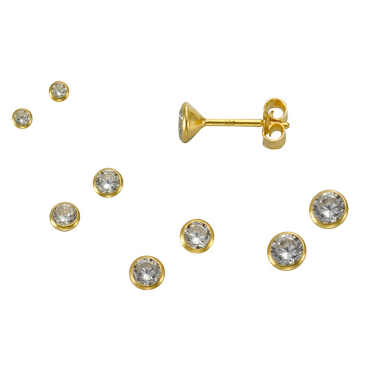 Schmuck Ohrstecker Damen 925 Silber vergoldet Set 3 Paar 2mm 1,2cm günstig kaufen