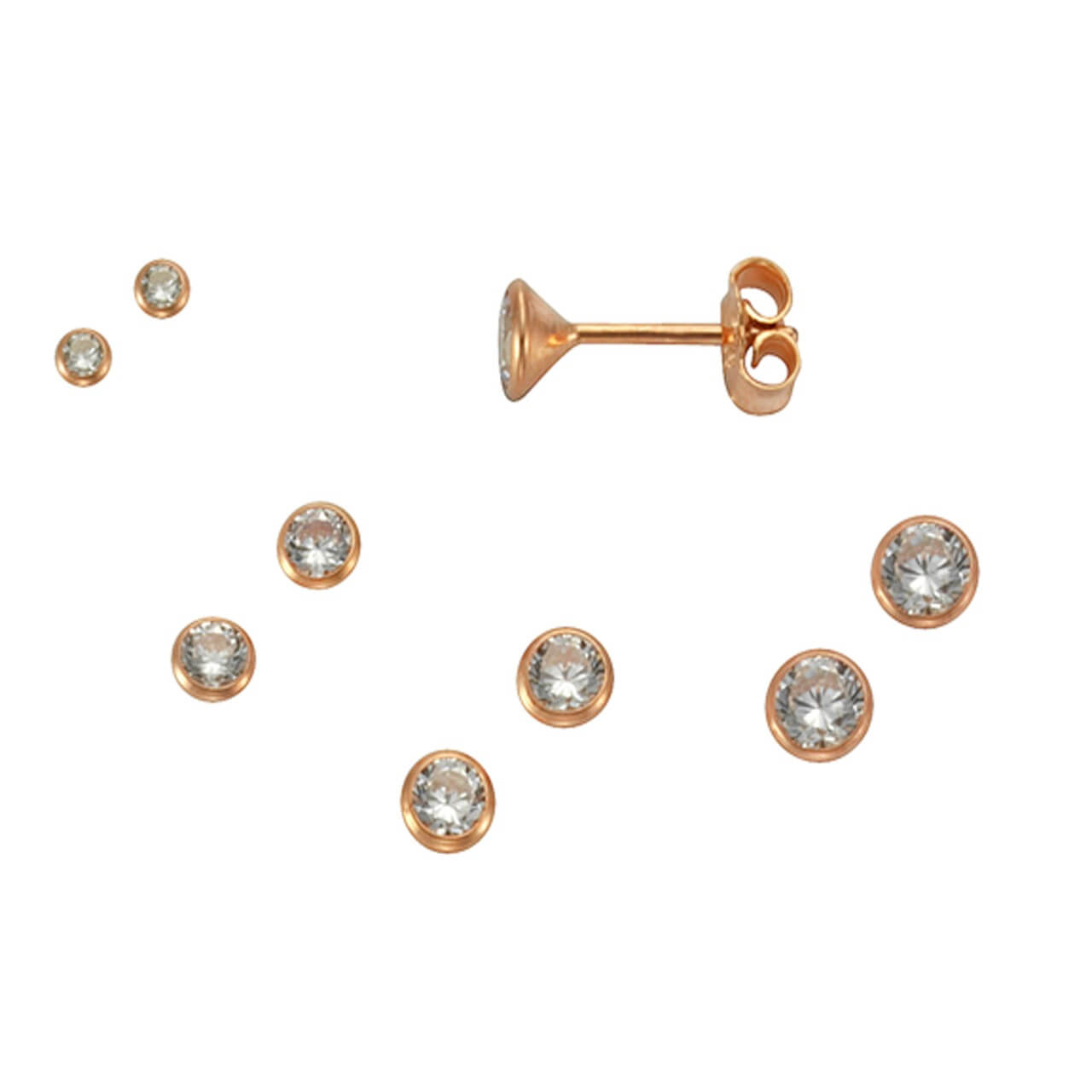 Schmuck Ohrstecker Damen 925 Silber rotvergoldet Set 3 Paar 3mm 1,2cm günstig kaufen