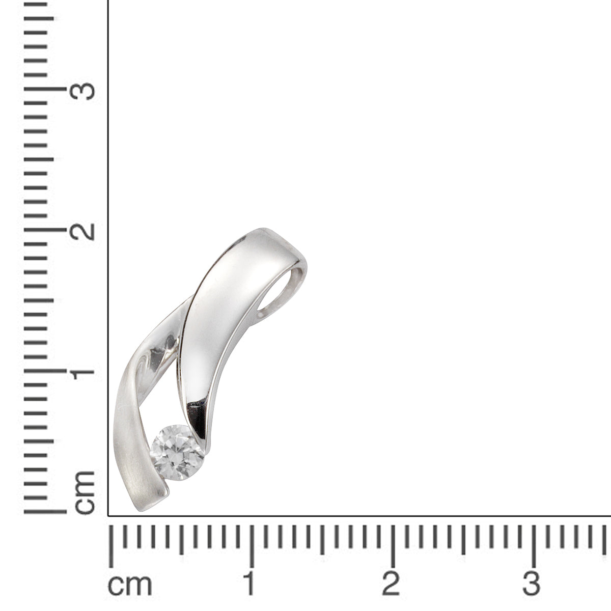Anhänger 925/- Sterling Silber rhodiniert 2,0cm Zirkonia