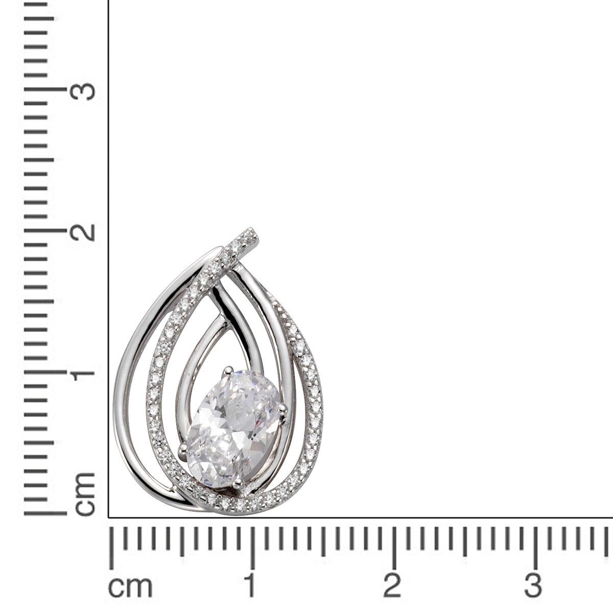 Anhänger 925/- Sterling Silber rhodiniert 2,0cm Zirkonia