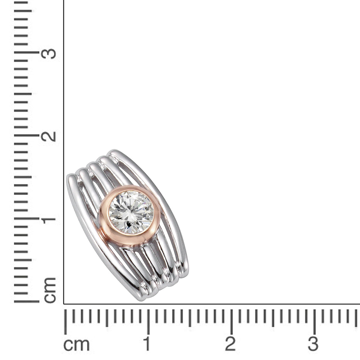 Anhänger 925/- Sterling Silber rotvergoldet (teil), rhodiniert 1,7cm Zirkonia