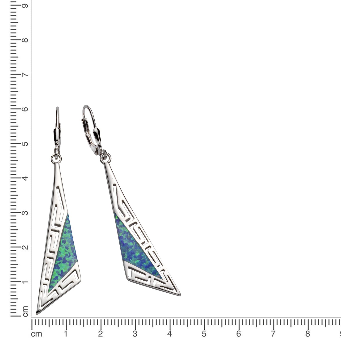 Ohrhänger 925/- Sterling Silber rhodiniert 6,0cm synth. Opal