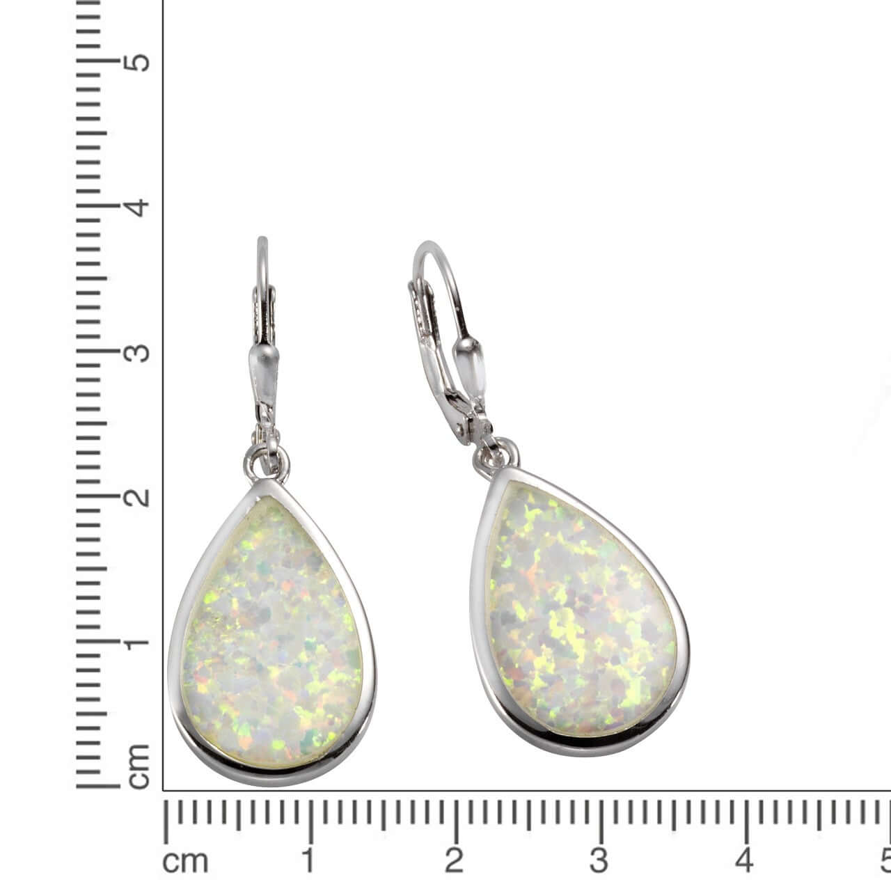 Schmuck Ohrhänger Ohrringe 925er Sterling Silber synth. Opal weiß 3,7cm, 1 Paar günstig kaufen