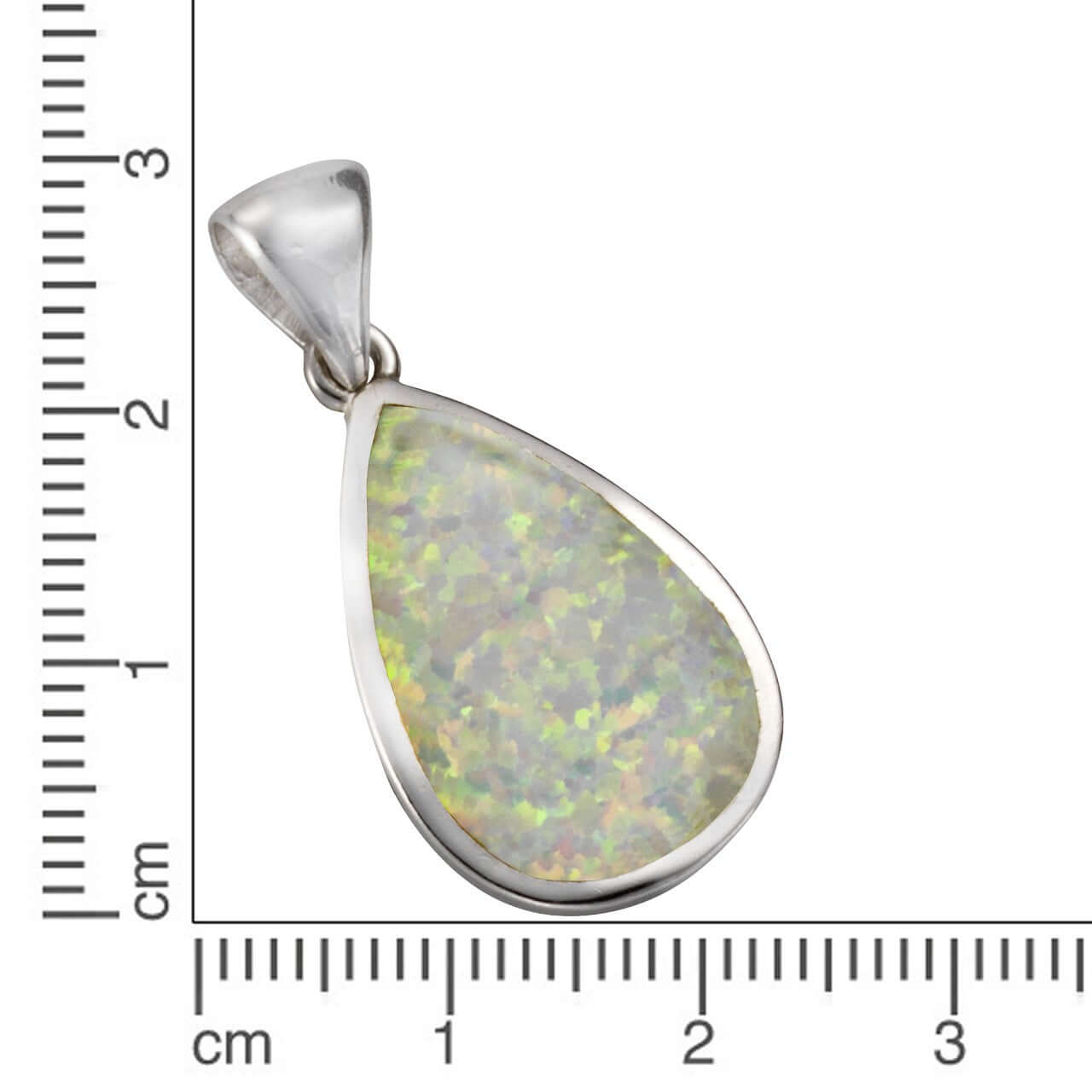 Schmuck Halsketten-Anhänger Damen 925er Sterling Silber synth. Opal weiß 2,8cm günstig kaufen