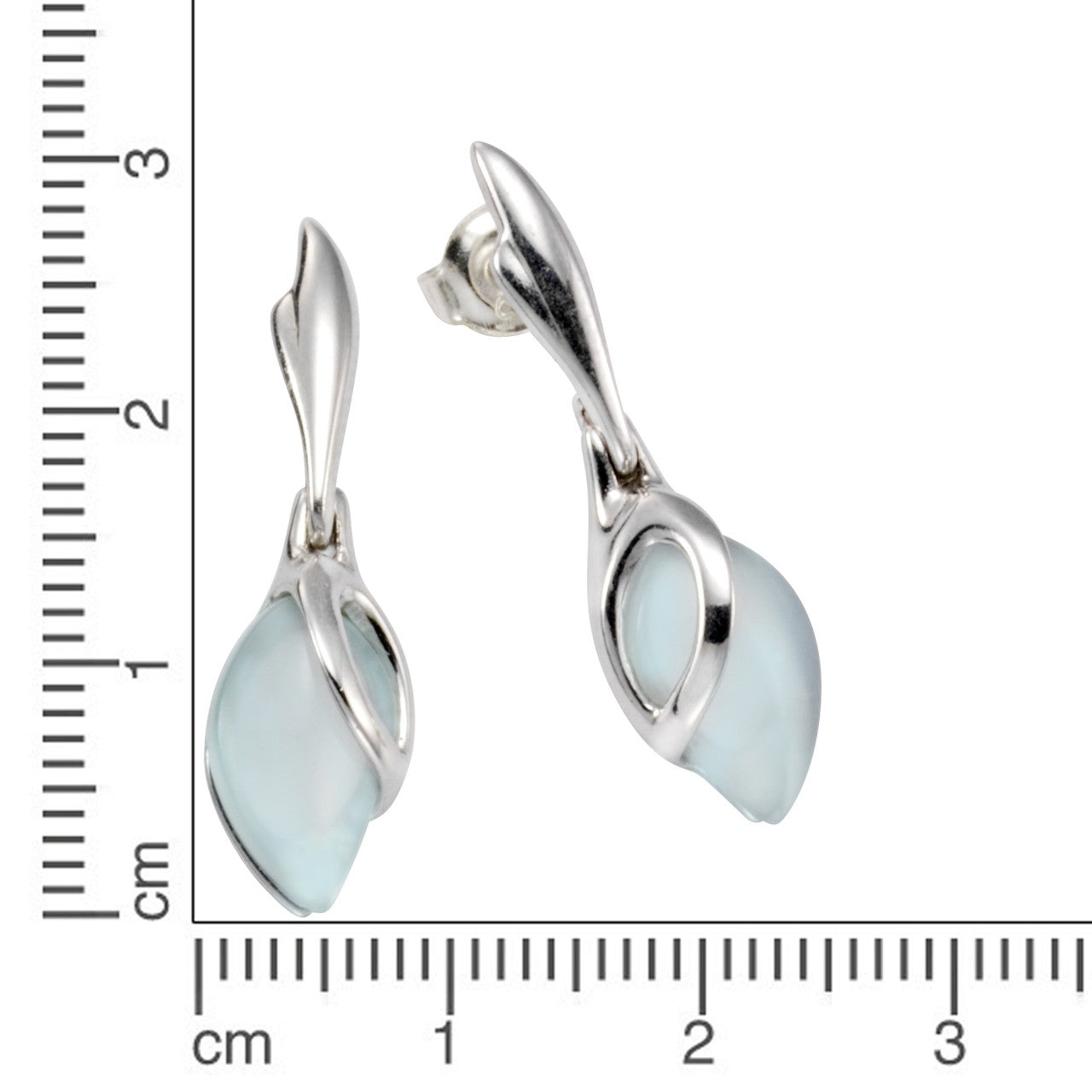 Schmuck Ohrstecker Damen 925er Sterling Silber Aqua-Achat 2,7cm, 1 Paar günstig kaufen