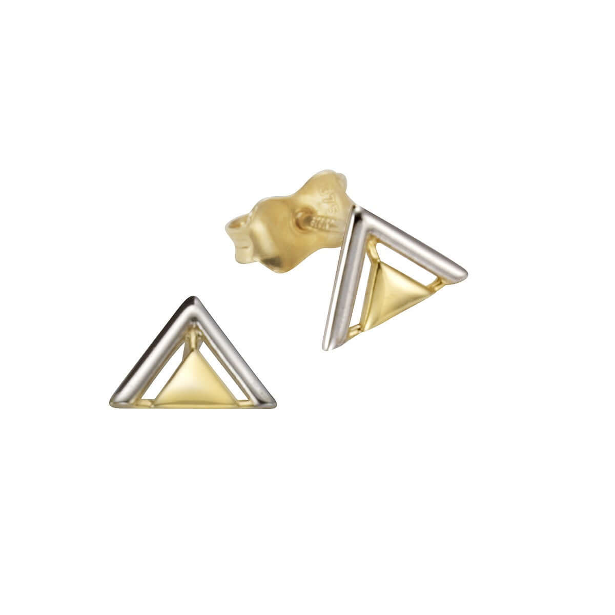 Schmuck Ohrstecker Damen 375 Gold zweifarbig Triangel 1,2cm, 1 Paar günstig kaufen