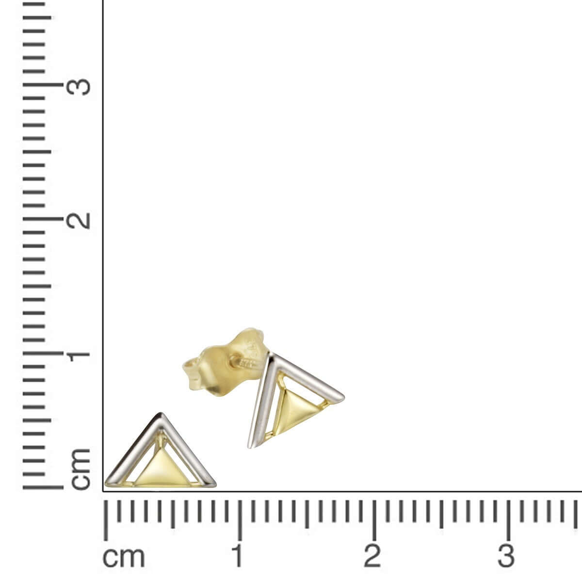 Schmuck Ohrstecker Damen 375 Gold zweifarbig Triangel 1,2cm, 1 Paar günstig kaufen
