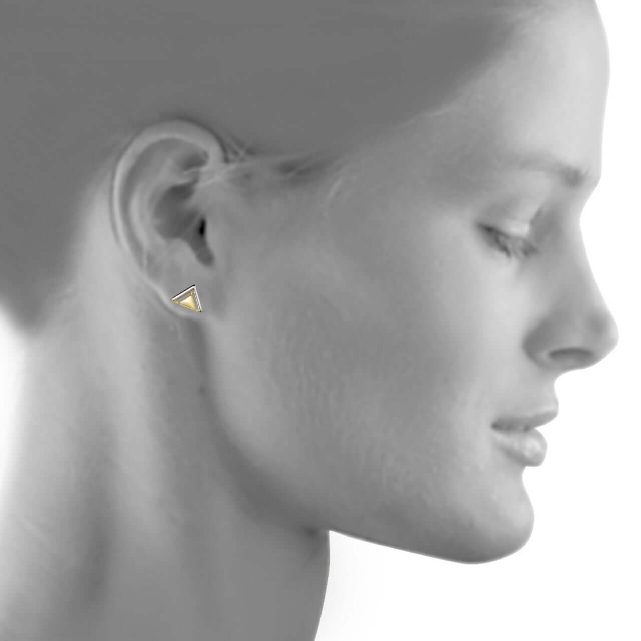 Schmuck Ohrstecker Damen 375 Gold zweifarbig Triangel 1,2cm, 1 Paar günstig kaufen