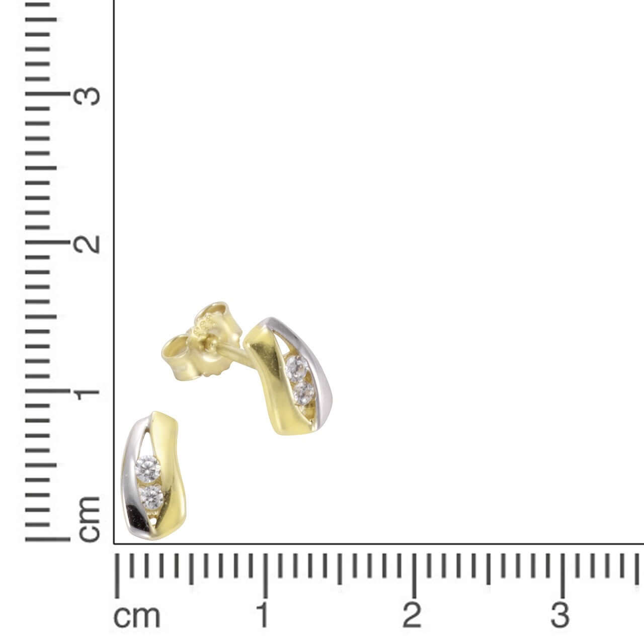 Schmuck Ohrstecker Damen 333 Gold zweifarbig Zirkonia weiß 0,8cm, 1 Paar günstig kaufen
