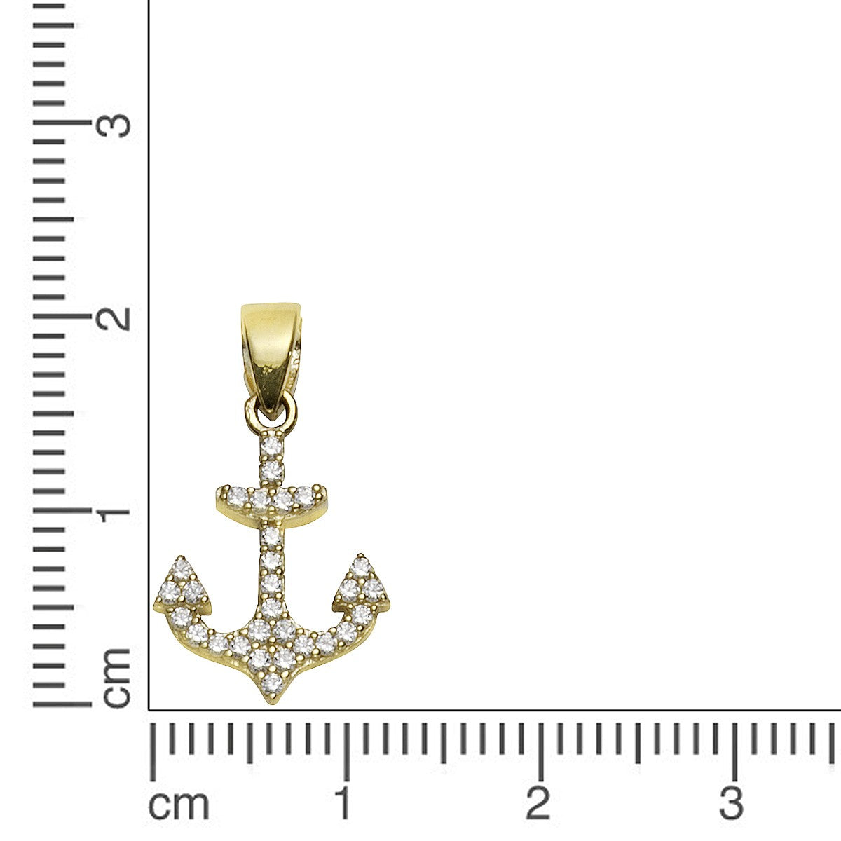 Schmuck Halsketten-Anhänger Unisex 375 Gold Motiv Anker Zirkonia weiß 2cm günstig kaufen