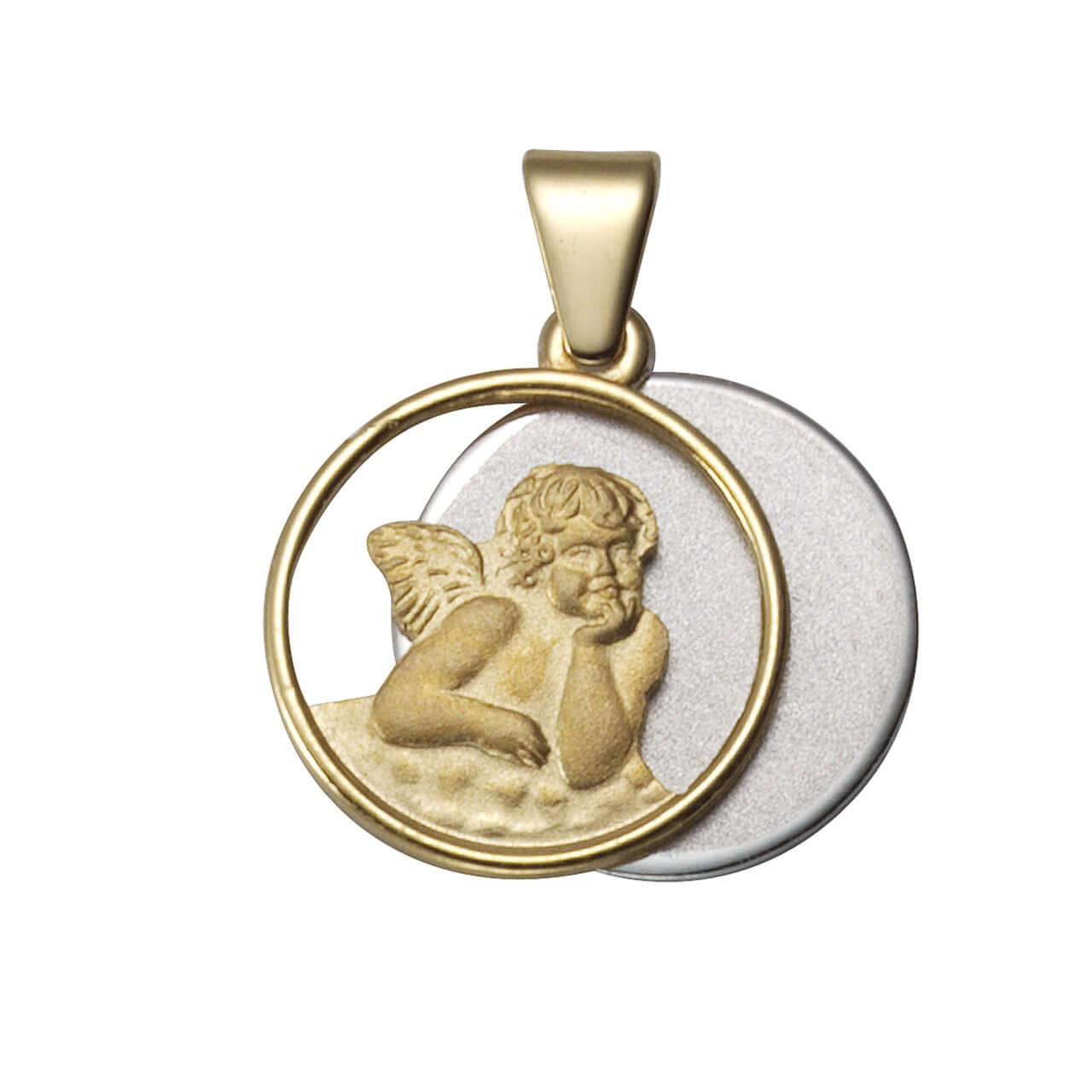Schmuck Halsketten-Anhänger Damen 375er Gold bicolor Engel 1,8cm günstig kaufen