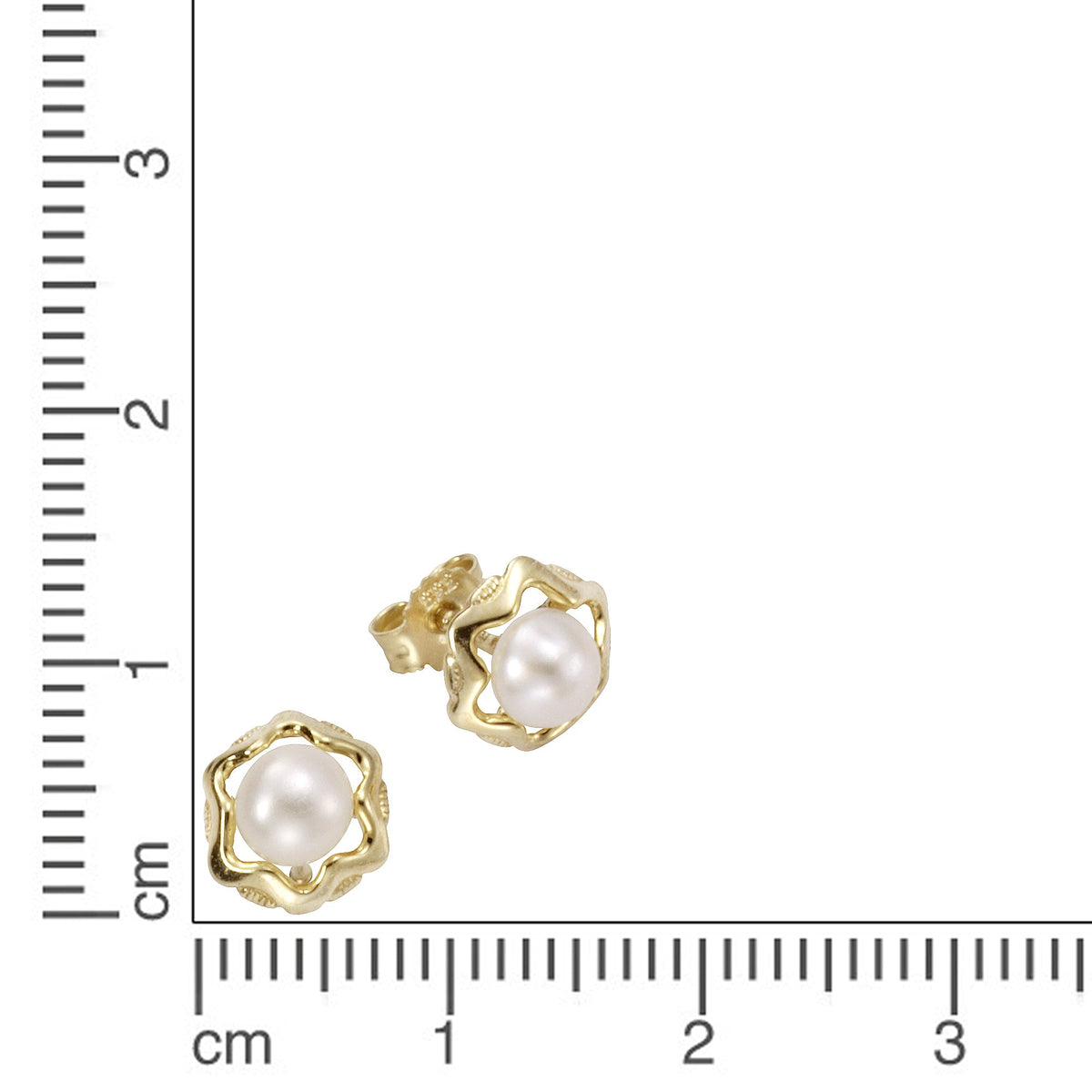 Ohrringe Gold 333 mit je einer Süßwasserzuchtperle weiß (4,5-5mm)