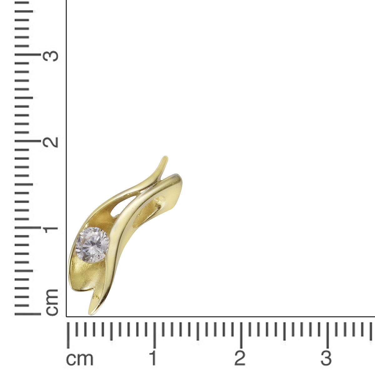Anhänger aus 333/- Gelbgold mit einem weißen Zirkonia-Stein und 1,8cm Länge