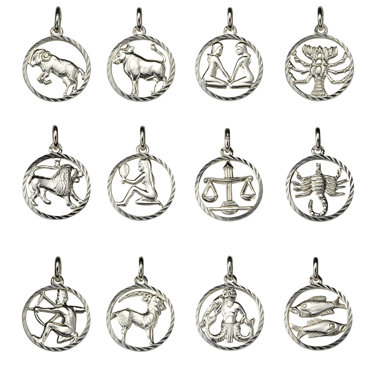 Anhänger Sternzeichen Zwillinge 925/- Sterling Silber rhodiniert mit 15mm Durchmesser und 21mm Länge