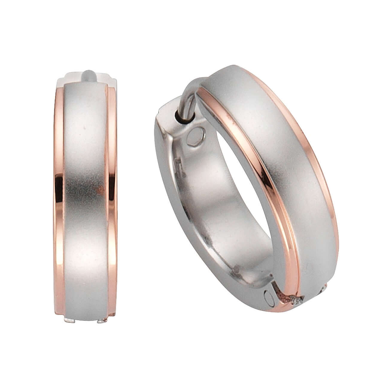 Schmuck Creole Ohrringe Unisex Edelstahl zweifarbig glanz matt 1,5cm, 1 Paar günstig kaufen