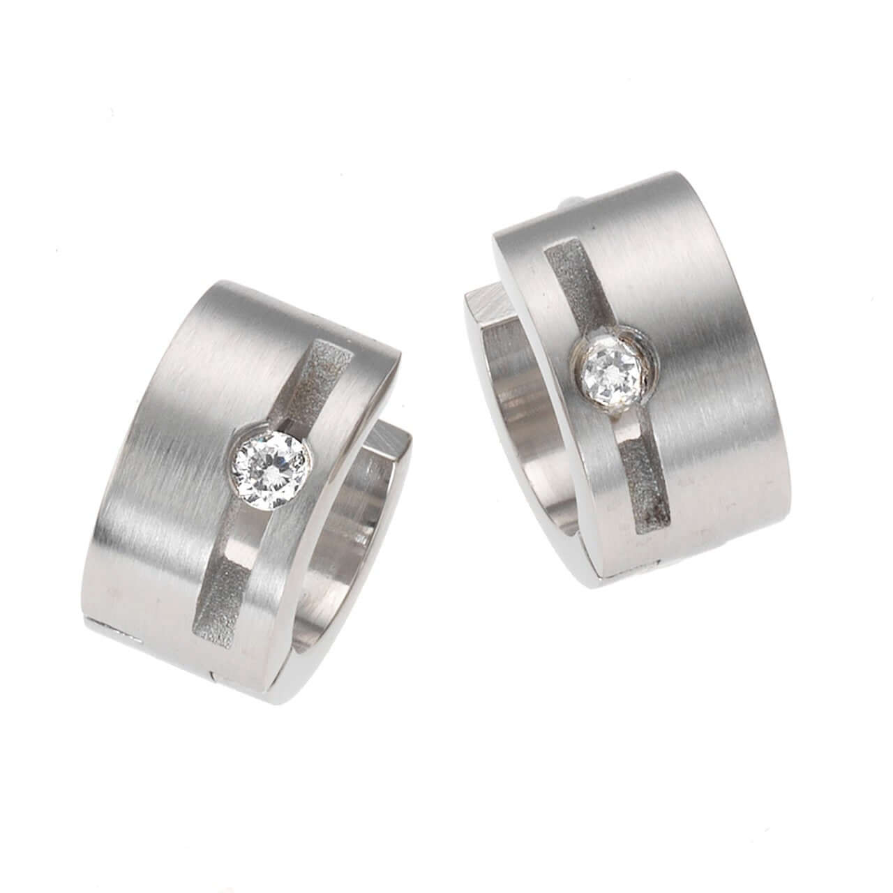 Schmuck Creole Ohrringe Damen Edelstahl Zirkonia weiß 0,7cm, 1 Paar günstig kaufen