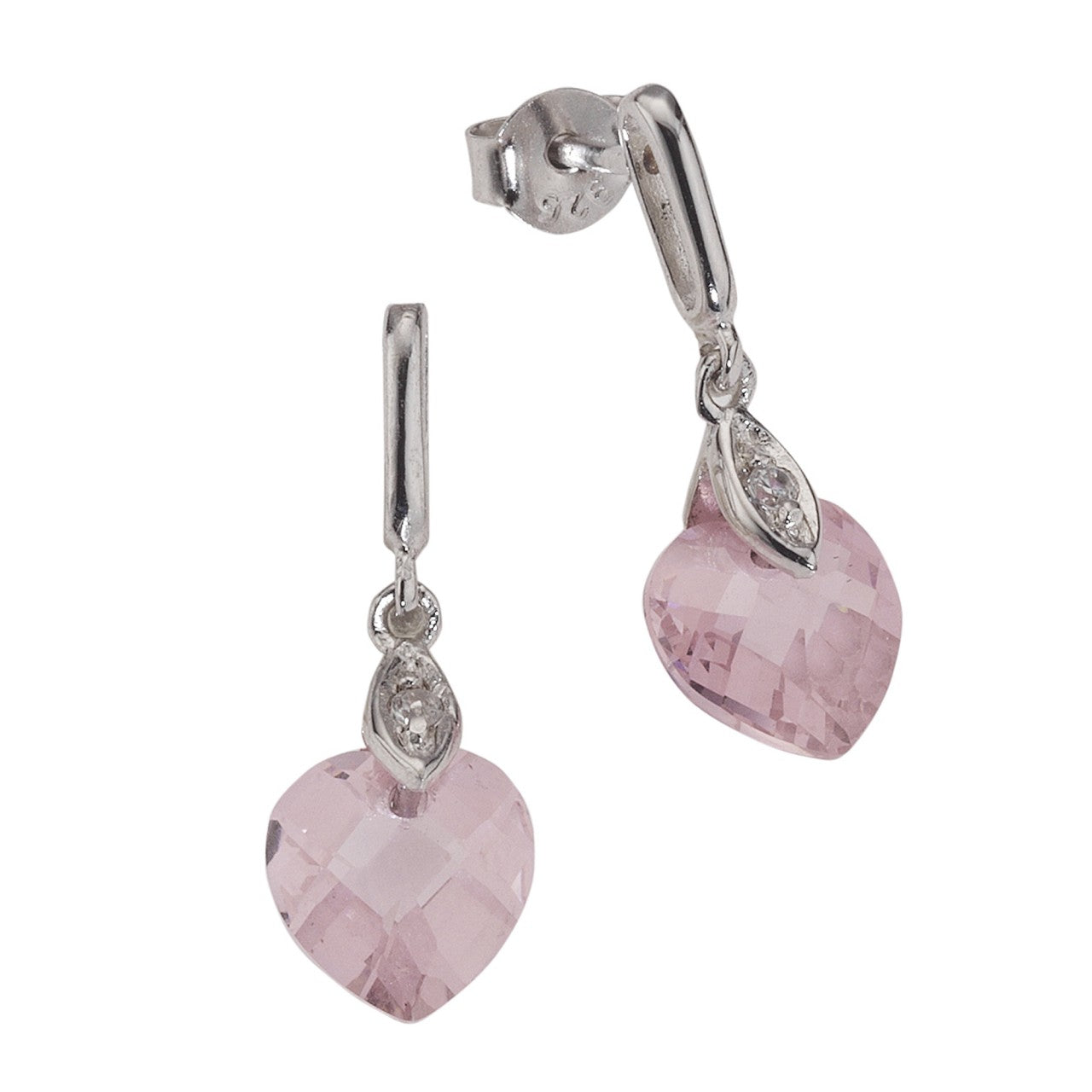 Schmuck Ohrhänger Ohrringe Kinder 925er Sterling Silber Zirkonia Herz pink 2,1cm, 1 Paar günstig kaufen
