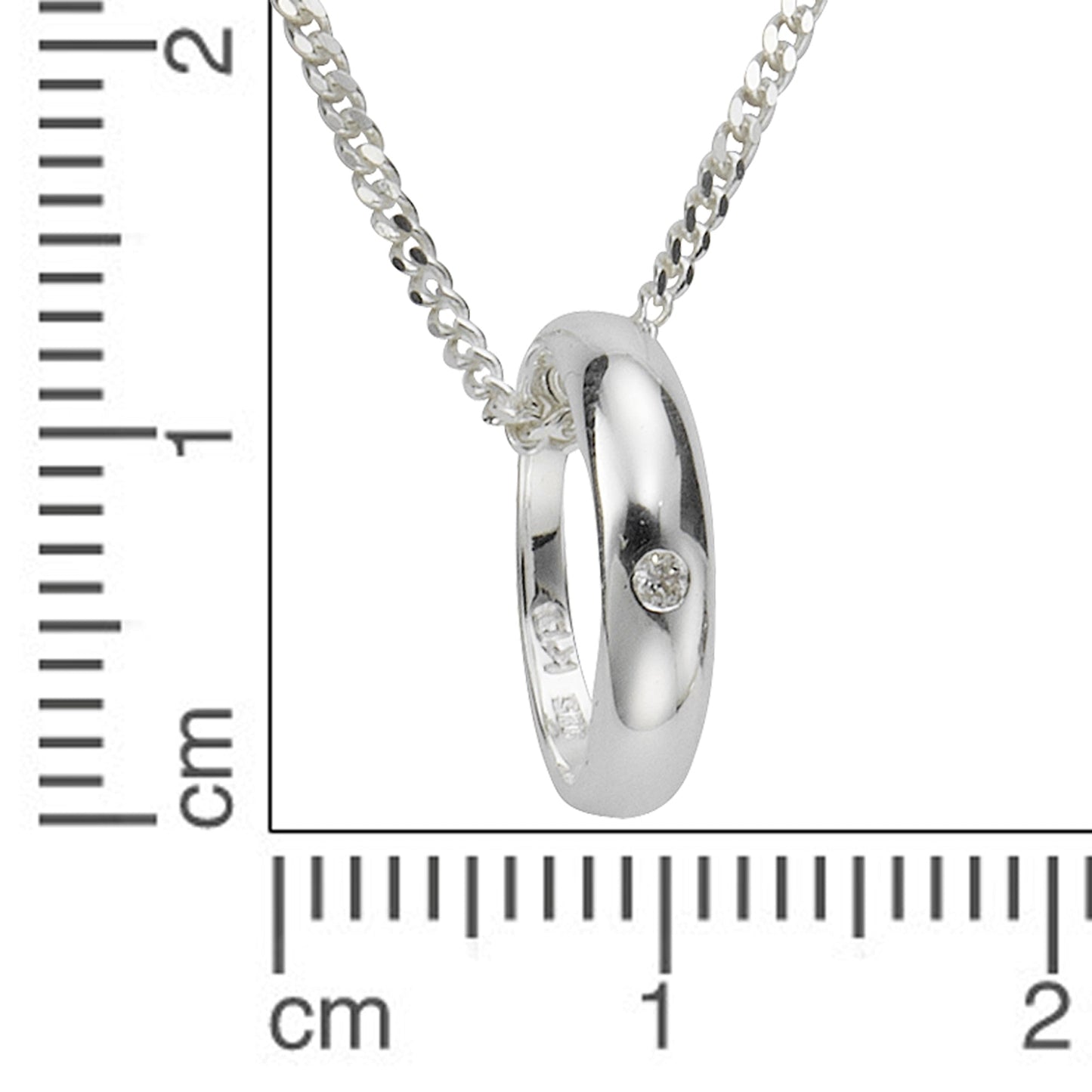 Halskette Panzerkette 925/- Sterling Silber 38,0cm Diamant 0,01 ct.